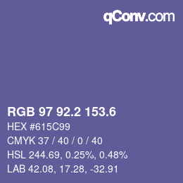 カラーコード: RGB 97 92.2 153.6 | qconv.com