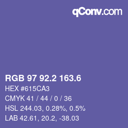カラーコード: RGB 97 92.2 163.6 | qconv.com