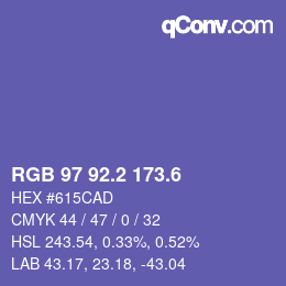 カラーコード: RGB 97 92.2 173.6 | qconv.com