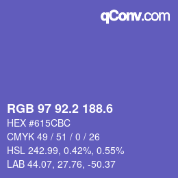 カラーコード: RGB 97 92.2 188.6 | qconv.com