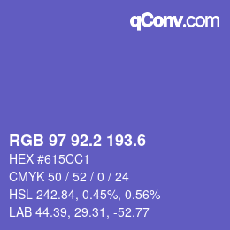カラーコード: RGB 97 92.2 193.6 | qconv.com