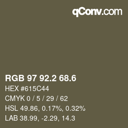 カラーコード: RGB 97 92.2 68.6 | qconv.com