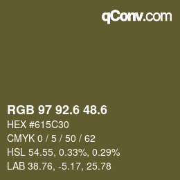 カラーコード: RGB 97 92.6 48.6 | qconv.com