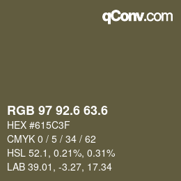 カラーコード: RGB 97 92.6 63.6 | qconv.com