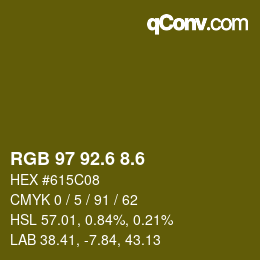 カラーコード: RGB 97 92.6 8.6 | qconv.com