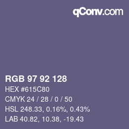 颜色代码: RGB 97 92 128 | qconv.com