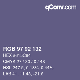 颜色代码: RGB 97 92 132 | qconv.com