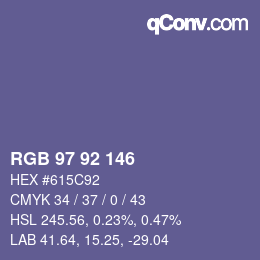 カラーコード: RGB 97 92 146 | qconv.com