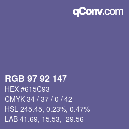 カラーコード: RGB 97 92 147 | qconv.com