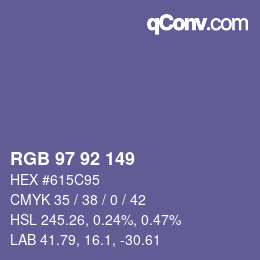 カラーコード: RGB 97 92 149 | qconv.com