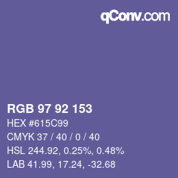 Color code: RGB 97 92 153 | qconv.com