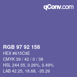 カラーコード: RGB 97 92 158 | qconv.com