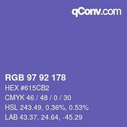 カラーコード: RGB 97 92 178 | qconv.com