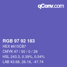 カラーコード: RGB 97 92 183 | qconv.com