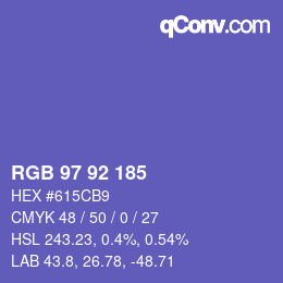 颜色代码: RGB 97 92 185 | qconv.com