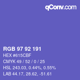 Color code: RGB 97 92 191 | qconv.com