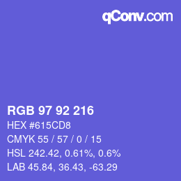 颜色代码: RGB 97 92 216 | qconv.com