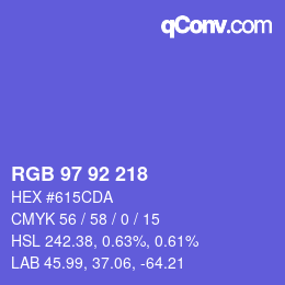 Color code: RGB 97 92 218 | qconv.com