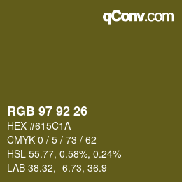 カラーコード: RGB 97 92 26 | qconv.com