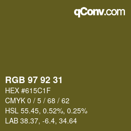 颜色代码: RGB 97 92 31 | qconv.com