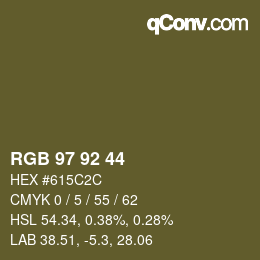 颜色代码: RGB 97 92 44 | qconv.com