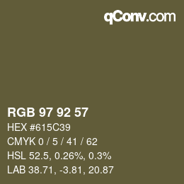 カラーコード: RGB 97 92 57 | qconv.com