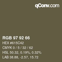 カラーコード: RGB 97 92 66 | qconv.com
