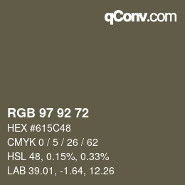 カラーコード: RGB 97 92 72 | qconv.com