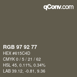 カラーコード: RGB 97 92 77 | qconv.com