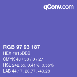 颜色代码: RGB 97 93 187 | qconv.com