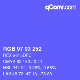 Color code: RGB 97 93 252 | qconv.com