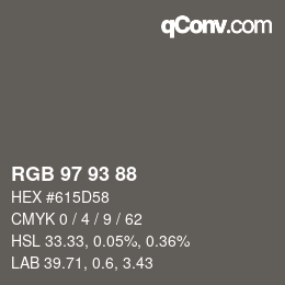 Código de color: RGB 97 93 88 | qconv.com