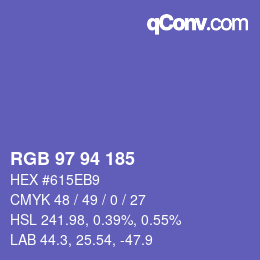 カラーコード: RGB 97 94 185 | qconv.com