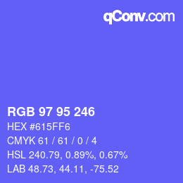 Color code: RGB 97 95 246 | qconv.com