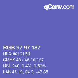 Color code: RGB 97 97 187 | qconv.com
