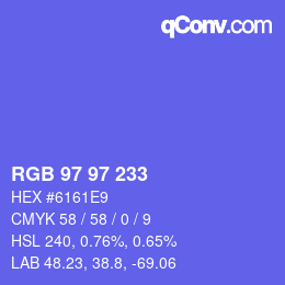 Color code: RGB 97 97 233 | qconv.com
