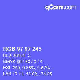 Color code: RGB 97 97 245 | qconv.com