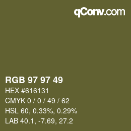 Color code: RGB 97 97 49 | qconv.com