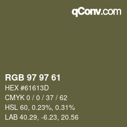 Color code: RGB 97 97 61 | qconv.com