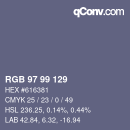 Color code: RGB 97 99 129 | qconv.com