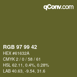 カラーコード: RGB 97 99 42 | qconv.com