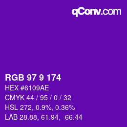 カラーコード: RGB 97 9 174 | qconv.com