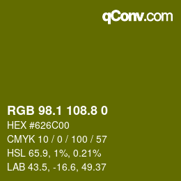 カラーコード: RGB 98.1 108.8 0 | qconv.com