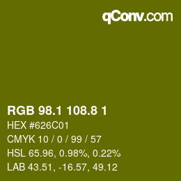 カラーコード: RGB 98.1 108.8 1 | qconv.com