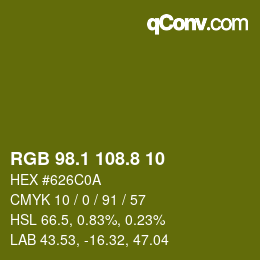 カラーコード: RGB 98.1 108.8 10 | qconv.com