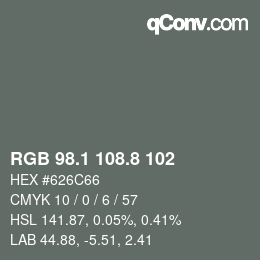 Farbcode: RGB 98.1 108.8 102 | qconv.com