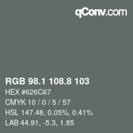 Color code: RGB 98.1 108.8 103 | qconv.com