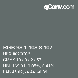 Color code: RGB 98.1 108.8 107 | qconv.com
