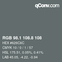 Color code: RGB 98.1 108.8 108 | qconv.com