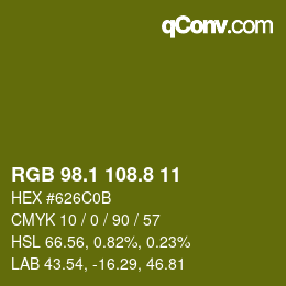 カラーコード: RGB 98.1 108.8 11 | qconv.com
